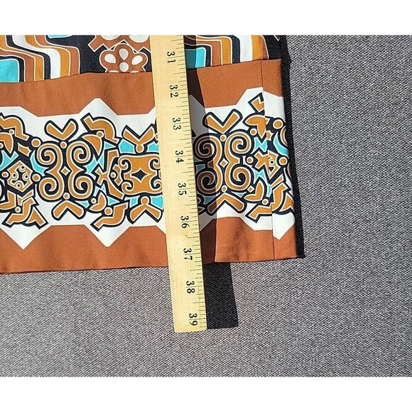 J McLaughlin S Brown Turquoise Biscayne Polynesian Shift Dress 862 - Picture 8 of 8